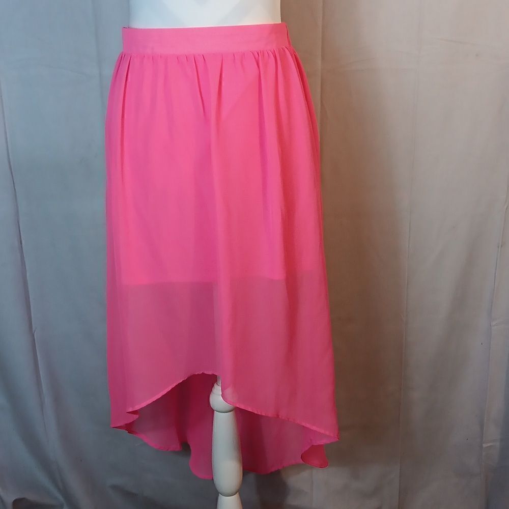 Neon Pink High Low Skirt